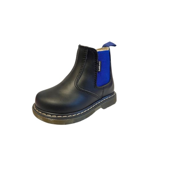 Balducci - Stivaletto in Pelle Nero con Elastico Blu